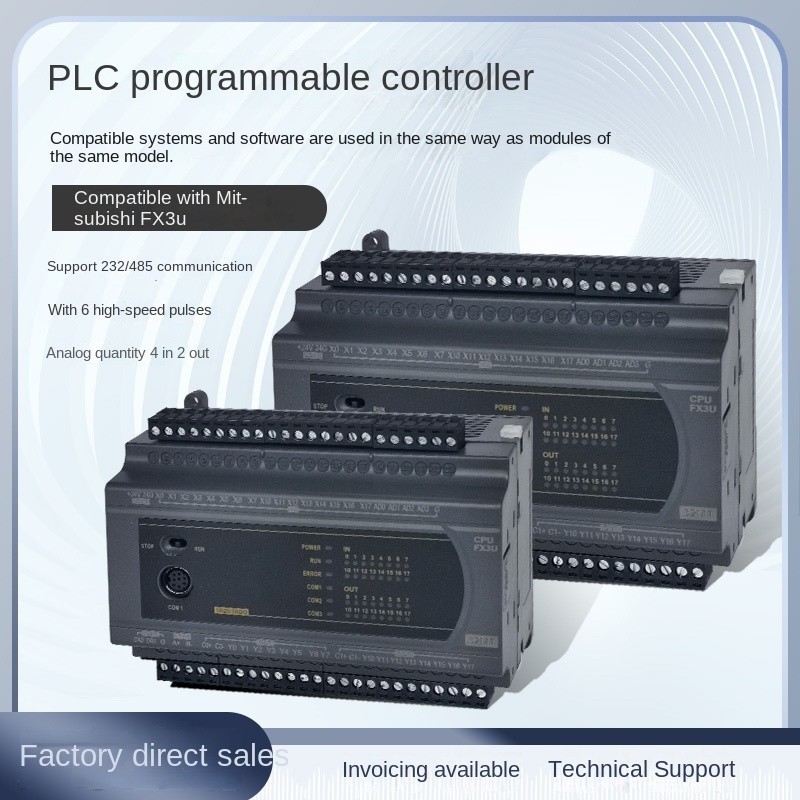 Board mạch PLC ES FX3U 20MR 12 input 8 output relay - RS232/RS485, hỗ trợ analog 4AD/2DA , 24VDC, GX
