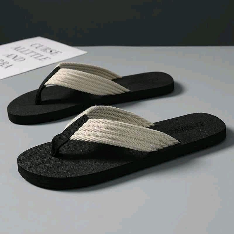 dép nam quai tông kẹp quai dù nền đen Cao Su DéP Đế Bằng Đồng Slipper Sand Jeanal Sandal