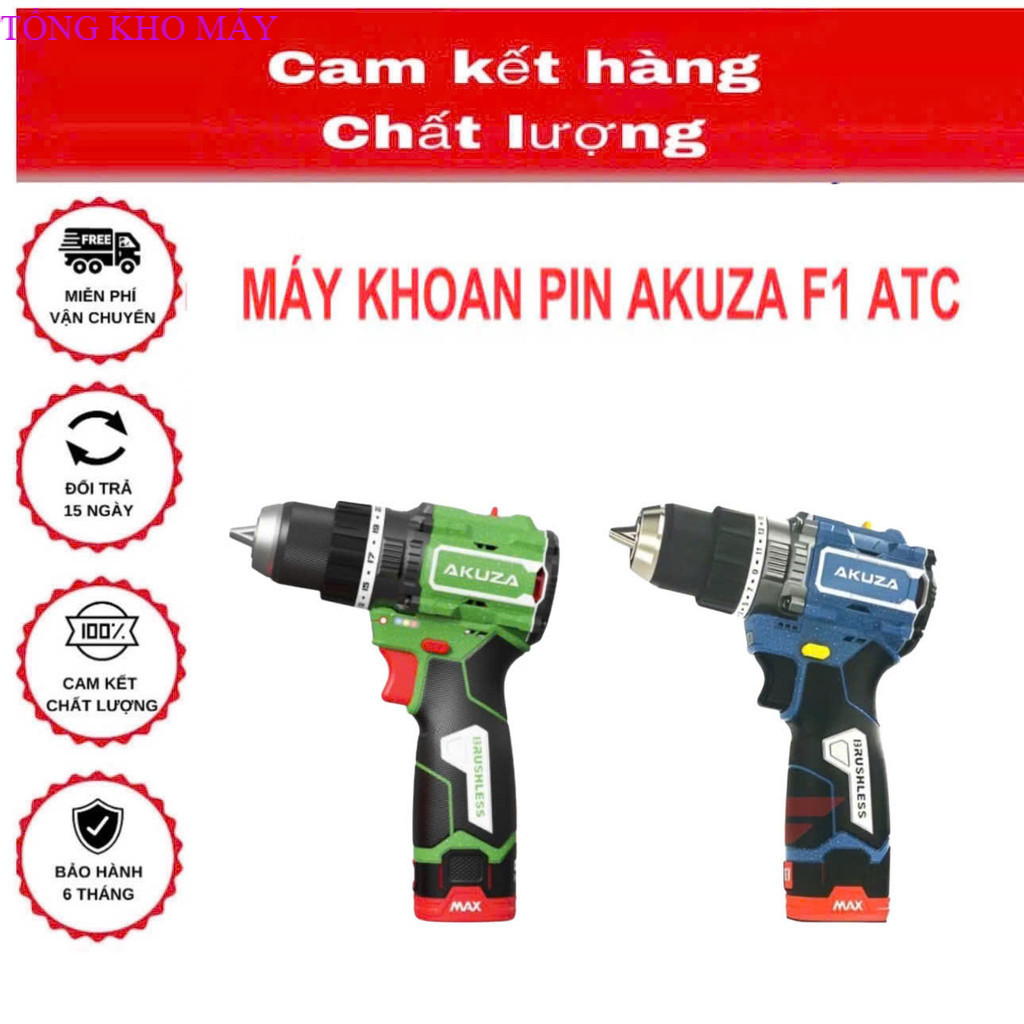 Máy khoan pin Akuza F1 ATC lực siết 80N.m, vòng tua lên đến 2000v/p
