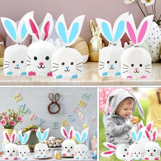 Bộ 50 Túi Goodie Phục Sinh Dễ Thương, Túi Đựng Thỏ 22x13.5cm Cho Bánh Quy Đồ Ăn Nhẹ Đóng Gói Tiếp Liệu