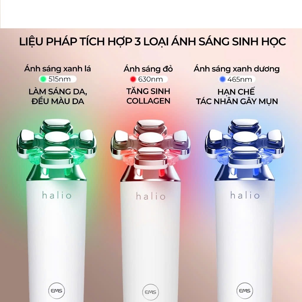 Máy Nâng Cơ, Giảm Mỡ Mặt & Trẻ Hoá Da kết hợp Ánh Sáng Sinh Học Halio RevitaWave Skin Rejuvenator