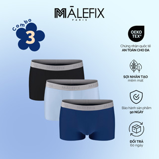 Combo 3 quần lót nam Trunk Malefix MB009, vải lụa băng mỏng thoáng khí - chuẩn an toàn OEKO-TEX