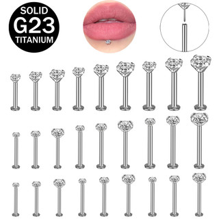  G23 Thép Titan Labret Stud 2   3   4mm Pha Lê Tai Đính Thiết Kế Cắm Ốc Xoắn Xuyên 1 Pc 16   18   20G Bông Tai 