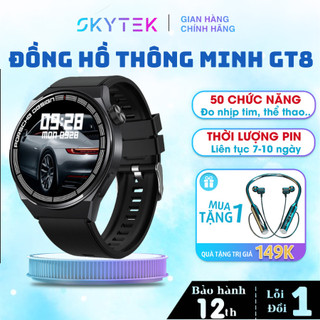  Đồng hồ thông minh GT8 Smart Watch chống nước có máy ảnh điều khiển từ xa tập thể thao theo dõi nhịp tim SKYTEK 