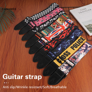 Canamek dây đeo đàn guitar thêu, dây đeo vai đàn guitar điện, dây đeo túi đàn guitar dân gian 36 inch, dây đeo đàn piano in nhiệt mới