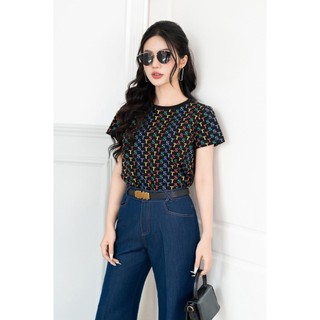 Áo cotton đen in chữ TS cách điệu TOSON AP131B24