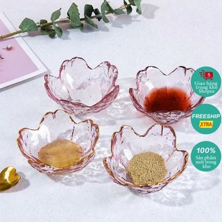 Bát thủy tinh đựng nước chấm, Bát thủy tinh gia vị cánh hoa, bát đựng gia vị