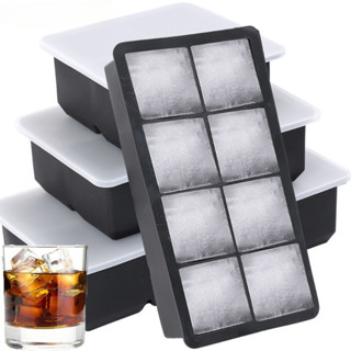 Khuôn làm đá hình vuông bằng silicon - Khuôn làm đá viên lớn có nắp - Máy làm đá lưới 4 / 6 / 8 - Khay đá có thể tái sử dụng cho kem, thạch - Khuôn nướng bánh nhà bếp Đồ dùng dự tiệc