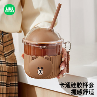 [LINE FRIENDS] Cốc có ống hút thủy tinh 310ML[LK]
