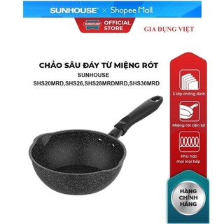 Chảo miệng rót, chống dính vân đá, đáy từ sunhouse shs20mrd,shs26mrd,shs28mrdshs30mrd