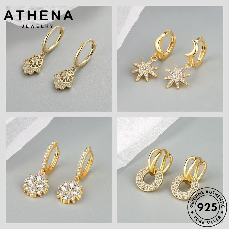 Athena JEWELRY Bông Tai Thời Trang Bạc 925 Vòng Moissanite Nữ Vàng M123