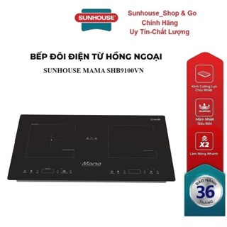 Bếp đôi điện từ hồng ngoại SUNHOUSE MAMA SHB9100VN_Mẫu mới mặt kính vuông