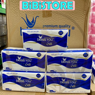 Khăn giấy lụa cao cấp bless you silk gói 200 tờ 2 lớp_xanh dương
