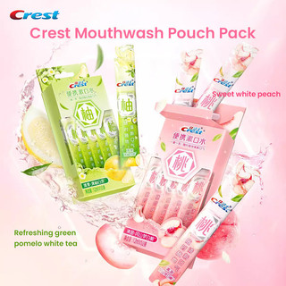 Nước súc miệng cầm tay Crest Làm sạch hơi thở tươi Nước hoa khoang miệng Túi nước súc miệng dùng một lần 12ml * 10Pouches