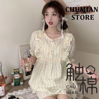 Bộ đồ ngủ nữ Bộ đồ ngủ công chúa mục vụ in hình dễ thương ngọt ngào