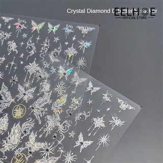 EELHOE Super Fairy Shell Light Butterfly Nail Art Sticker Liquid Butterfly Relief Sticker Aurora Magic Color Crystal Diamond Diamond Butterfly Nail Sticker