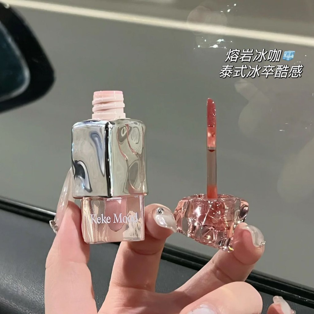 Cà phê sữa trong suốt đáWater Gloss Mirror Lip Glaze Low Saturated Grey Powder Lipstick Non-Fade Non