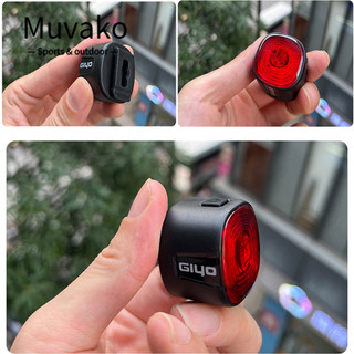Muvako Đèn hậu phanh xe đạp, Đèn hậu xe đạp sạc nhanh độ sáng cao, 6 chế độ ánh sáng thông minh IP66 Đèn LED cảnh báo chống nước Đèn hậu MTB Road