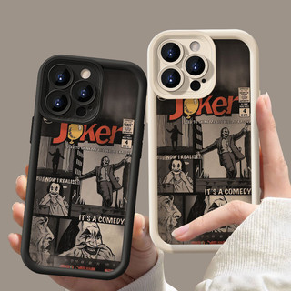 Báo Retro Ngộ nghĩnh Joker Bảo Vệ Thời Trang Vỏ Silicon Cho IPhone 11 12 13 14 15 Pro Max 7 8 Plus 15 16 Plus X XR XS Max Vỏ Mềm Chống Sốc Dày Đen Trắng