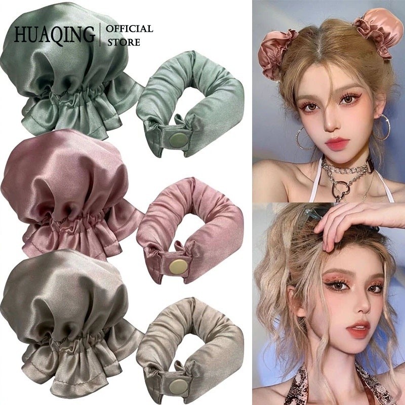 Bun Bons Mới Lụa Bun Bons Con Lăn Tóc Có Vỏ Vải Không Cần Uốn Nhiệt Máy Uốn Tóc Không Nhiệt Uốn Tóc 