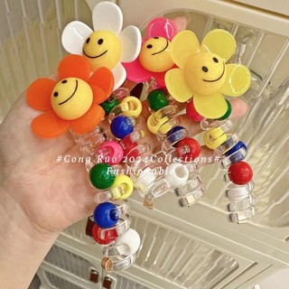 Dây điện thoại bện bong bóng hướng dương dễ thương cho nữ 2024 Phong cách mới