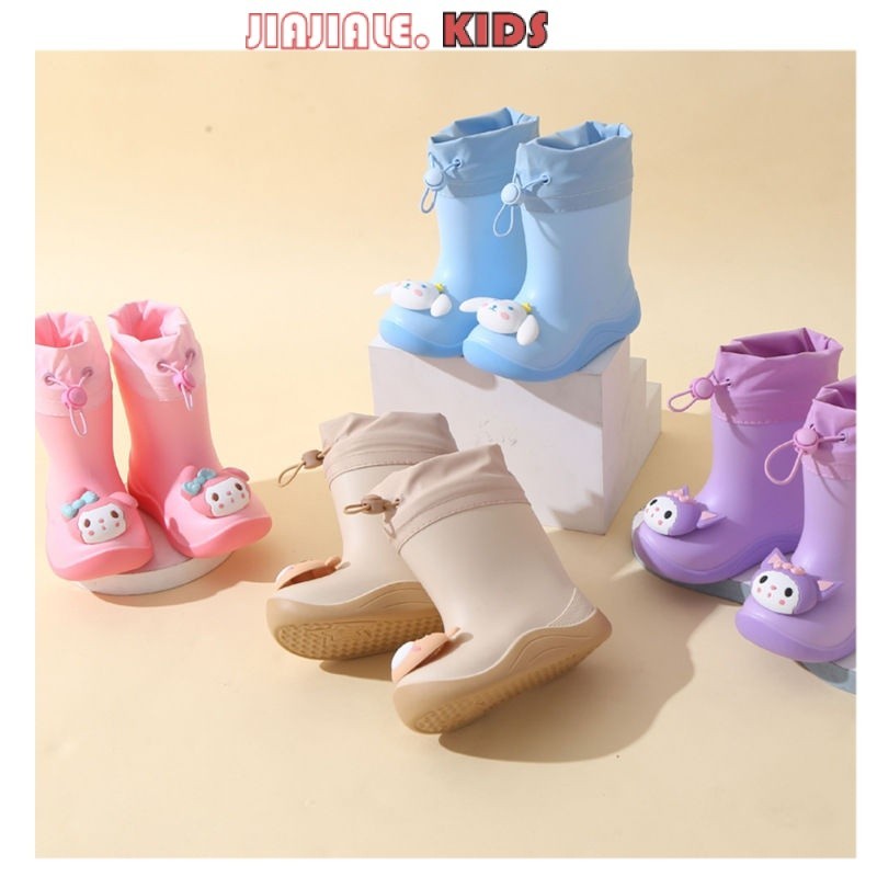 Giày đi mưa 3D Kuromi, Giày đi mưa chống trượt cho bé trai và bé gái, Giày cao su Cinnamoroll Melody