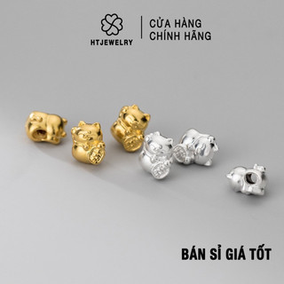 Bạc s925: charm bạc 3d mèo chiêu tài htjewelry ph781