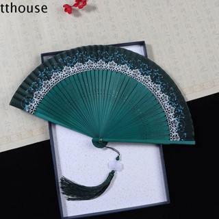 Quạt Gấp TTHOUSE, Gấp Với Quạt Múa Tua Rua, Vải Lụa Di Động Đổi Màu Múa Tre