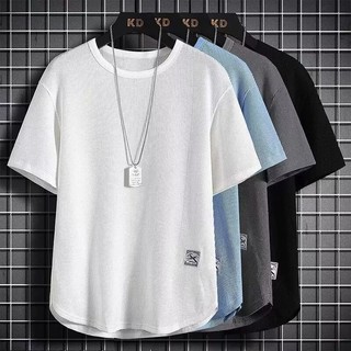 Áo thun nam tay ngắn có vách ngăn mùa hè phong cách Hàn Quốc dáng rộng cổ tròn đa năng Áo sơ mi đáy mới đẹp trai nửa tay