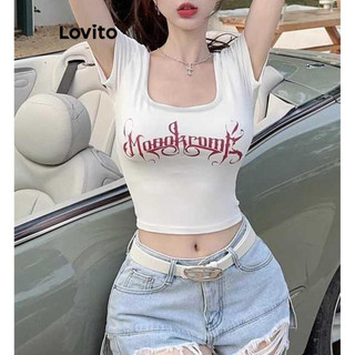 Áo thun Lovito có họa tiết màu trơn phong cách thường ngày cho nữ LNA51035