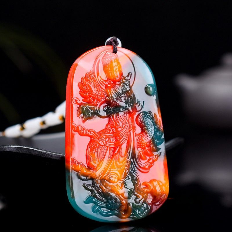 Mặt dây chuyền ngọc màu Guanyin Mặt dây chuyền ngọc Guanyin Vòng cổ Panlong Guanyin Thương hiệu ngọc