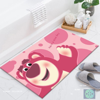 Thảm lau chân lông cừu hình Gấu Dâu mới chống chơn trượt, chất liệu vải mềm mại