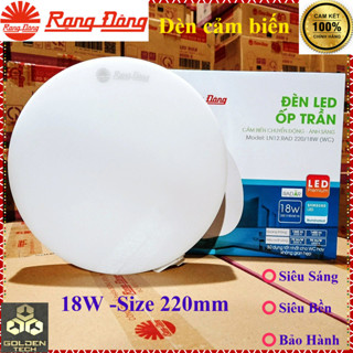 (Chính hãng) Đèn LED Ốp trần nổi Tròn cảm biến chuyển động, Cảm biến ánh sáng Rạng Đông 18W LN12.RAD