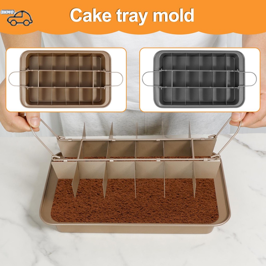 Chảo Brownie có ngăn chia 18 Chảo nướng bánh Brownie được cắt sẵn bằng thép Carbon Brownie Khay nướn