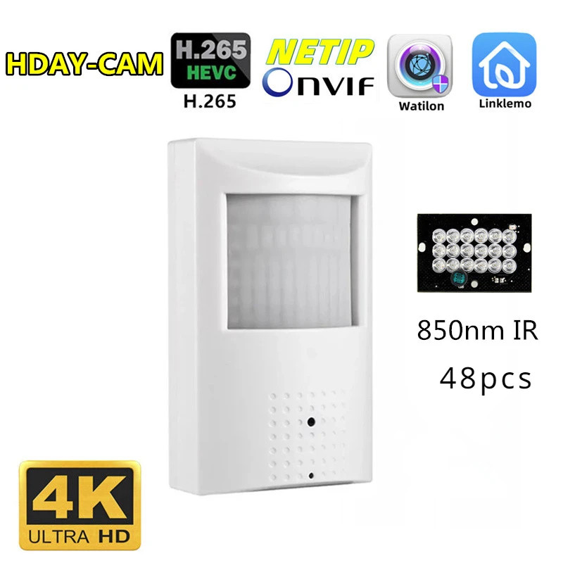 Ống kính 4K POE48V 3.7mm Camera IP PIR Tầm nhìn ban đêm Đèn LED trong nhà IR An ninh Hệ thống quan s