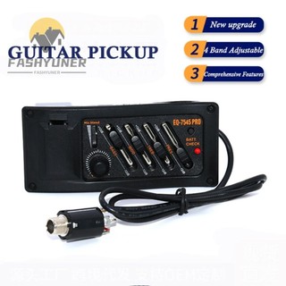 Bộ khuếch đại Preamp đàn Guitar Acoustic FASHYUNER, Bộ thu âm đàn Guitar 4 dây có thể điều chỉnh, Phụ kiện đàn Guitar EQ 7545R Bộ chỉnh âm EQ Bộ cân bằng