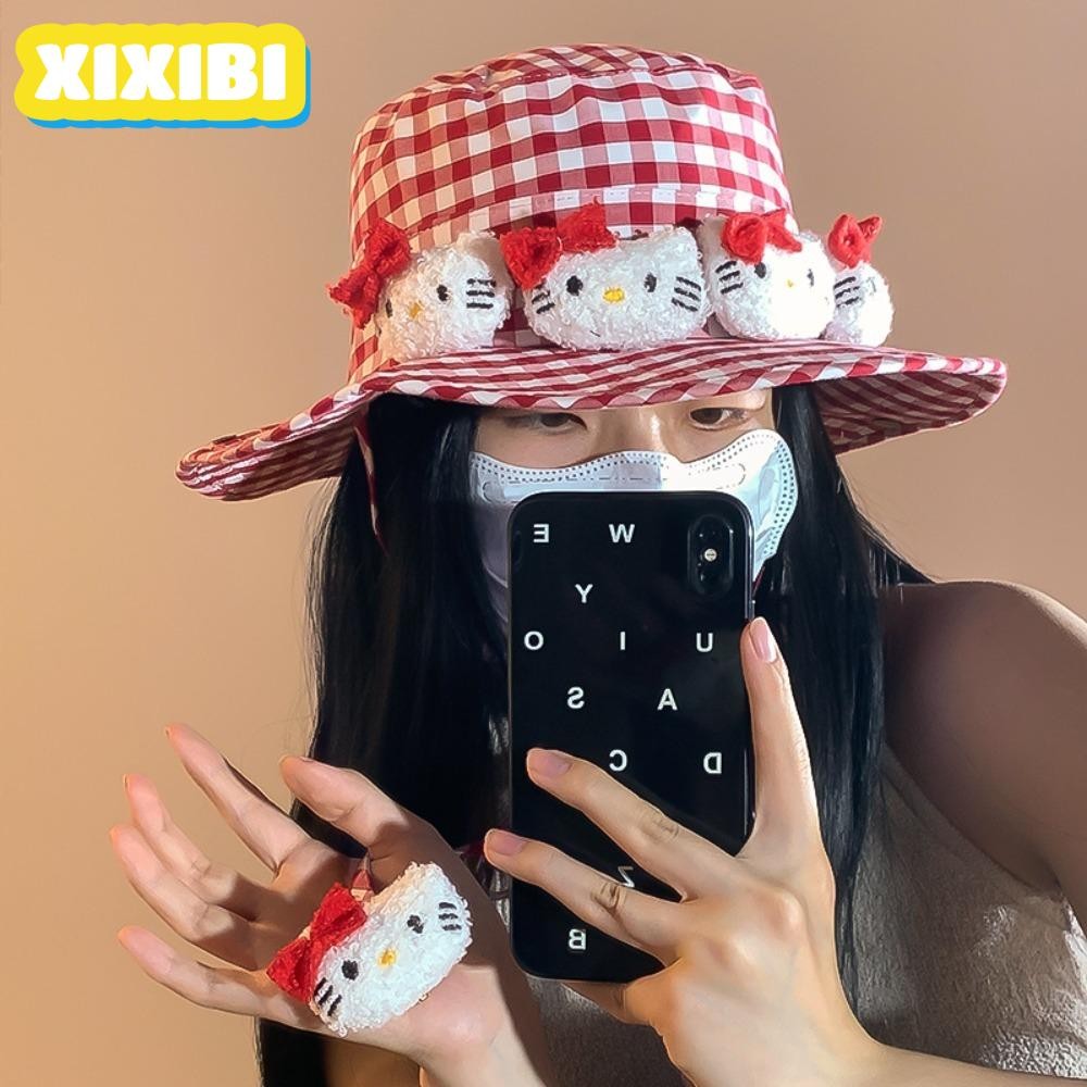 Xixibi Hello Kitty Mũ ngư dân, Mũ chống nắng hoạt hình Sanrio, Quà tặng mũ xô Hello Kitty chống tia 