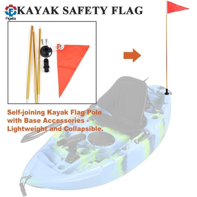 Figatia 4ft Kayak Flag Kayak Visibility Kit với giá đỡ chắc chắn Dinghy Kayak Flag Track Mount cho D