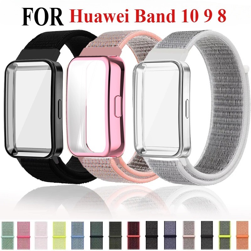 Dây đeo vòng Nylon có vỏ bảo vệ TPU cho Huawei Band 10 9 8 Dây đeo Vòng đeo tay Vòng đeo tay Correa 