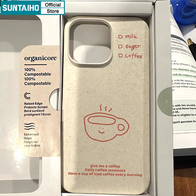 Suntaiho Thẩm Mỹ Vỏ Cà Phê Họa Tiết Cốc Điện Thoại Cho Iphone 11 12 13 14 15 16 Pro Max IP 7 8 Plus Iphon X Xs XR Xs Max Silicon Mềm Cao Cấp Chống Sốc Ốp Lưng