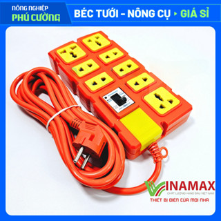  Ổ cắm điện chịu tải cao 8 lõi sứ Vinamax kèm CB30A thanh đồng nguyên chất dẫn điện tốt nhựa ABS chống vỡ - Phú Cường 