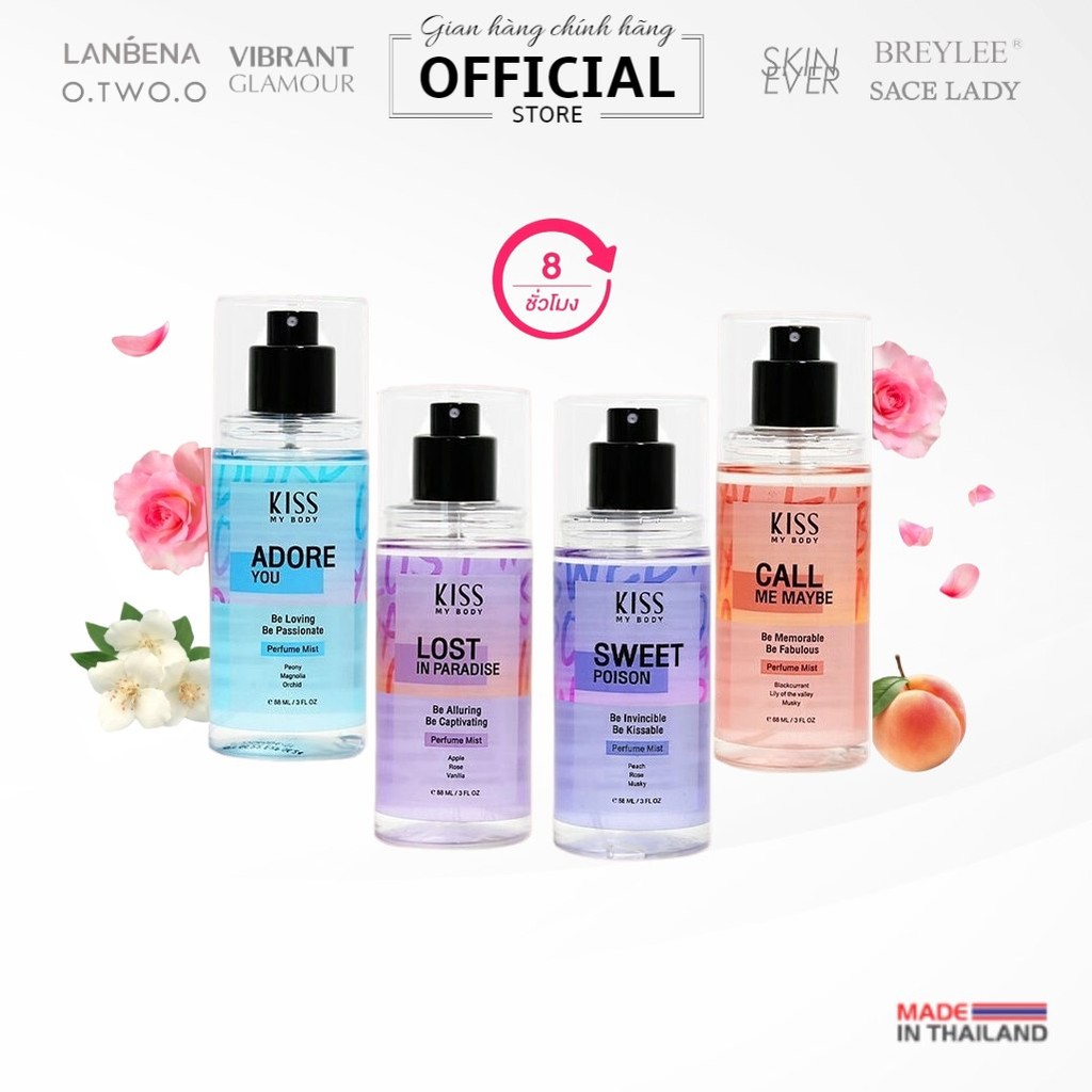 Xịt thơm toàn thân hương nước hoa Kiss My Body Perfume Body Mist