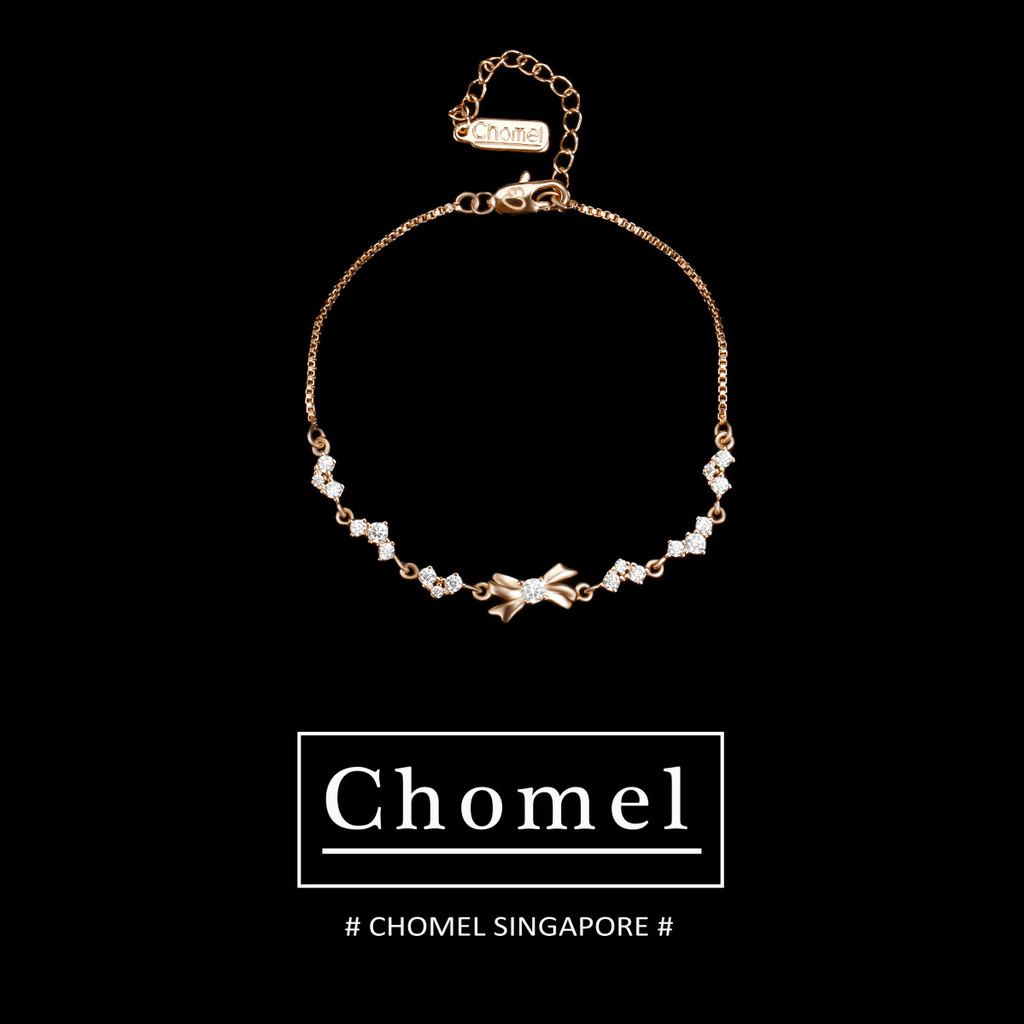 Chomel Singapore Vòng tay bạc S925 hình nơ cho phụ nữ, trang sức nhẹ nhàng đa năng, quà sinh nhật ch