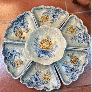  Bộ Bát Đĩa Men Rạn  Cúng Gia Tiên,Bát Đĩa Thắp Hương Hoa Mặt Trời Men Rạn Đắp Nổi Hoa Sen Gốm Bát Tràng Chính Hãng 