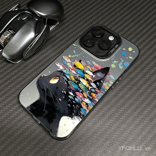 Ốp Điện Thoại Mèo Và Cá Đơn Giản Tương Thích iPhone15 14 13 11 12Promax 11Promax 12Pro 14plus X XS XR Ốp Chống Sốc QPSZ