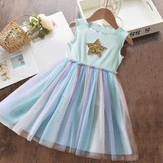 Njxd 2Y-6Y Tập Đi Trẻ Em Bé Gái Tutu Đầm Tulle Đảng Ngôi Sao Sinh Nhật Váy Cho Bé Gái Mùa Hè Mặt Trời Đi Biển Ngày Lễ Quần Áo