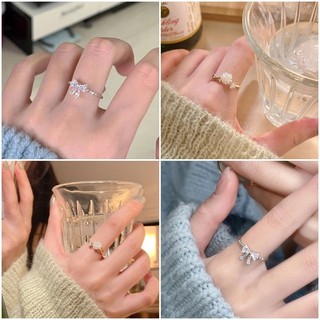 Ins dễ thương nhẫn đơn giản nơ hoa phong cách nhẫn sáng tạo có thể điều chỉnh cặp đôi nhẫn quà tặng ngày lễ tình nhân phụ kiện thời trang