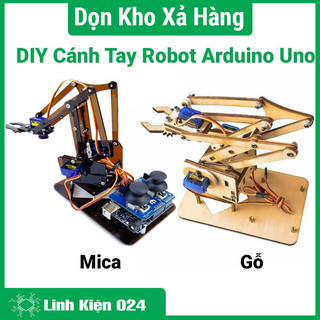 DIY cánh tay robot Arduino Uno chất liệu mica/gỗ