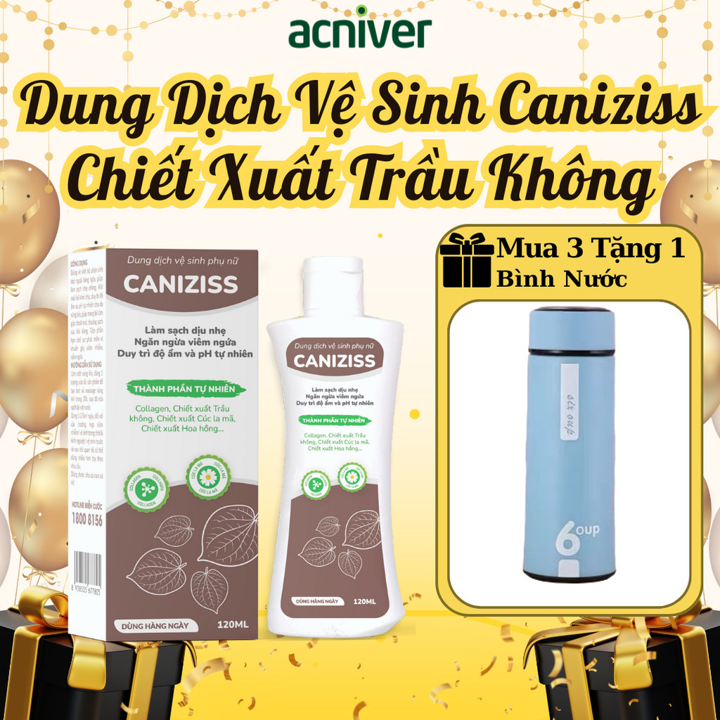 Dung Dịch Vệ Sinh Nữ Chiết Xuất Trầu Không Caniziss Giảm Thâm, Làm Hồng, Khử Hôi, Giảm Nấm Ngứa 120ml