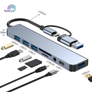 Bộ chuyển đổi hub usb type c kokiya, hub 8 cổng, bộ chuyển đổi đa cổng usb c cho type c